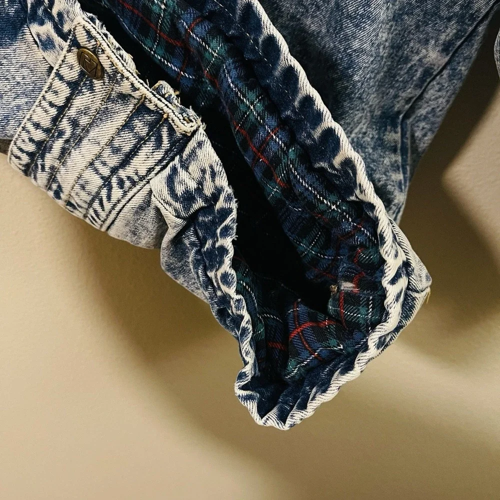 VTG Andy John's Women's Denim Sherpa Jacket Acid‎ Wash 70s 80s Retro Chic Size M